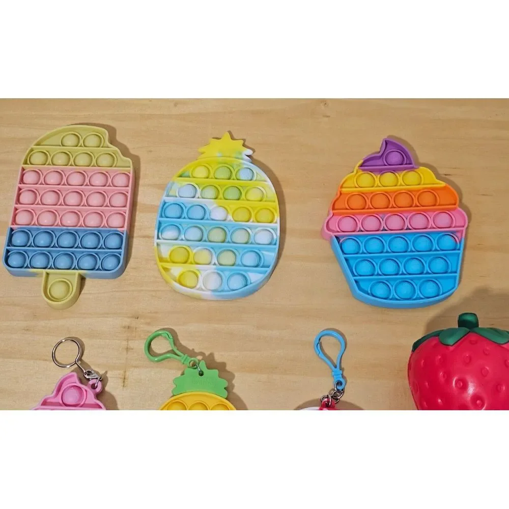 Lot Of 12 Pop It Sensory Toys w/ Among Us toy + 2‎ Squishy Toys & 1 Sensory Ball